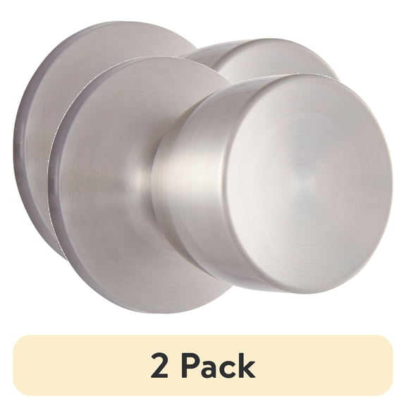 (2 pack) Brinks Passage Hall/Closet Classic Bell Style Doorknob, Satin Nickel Finish