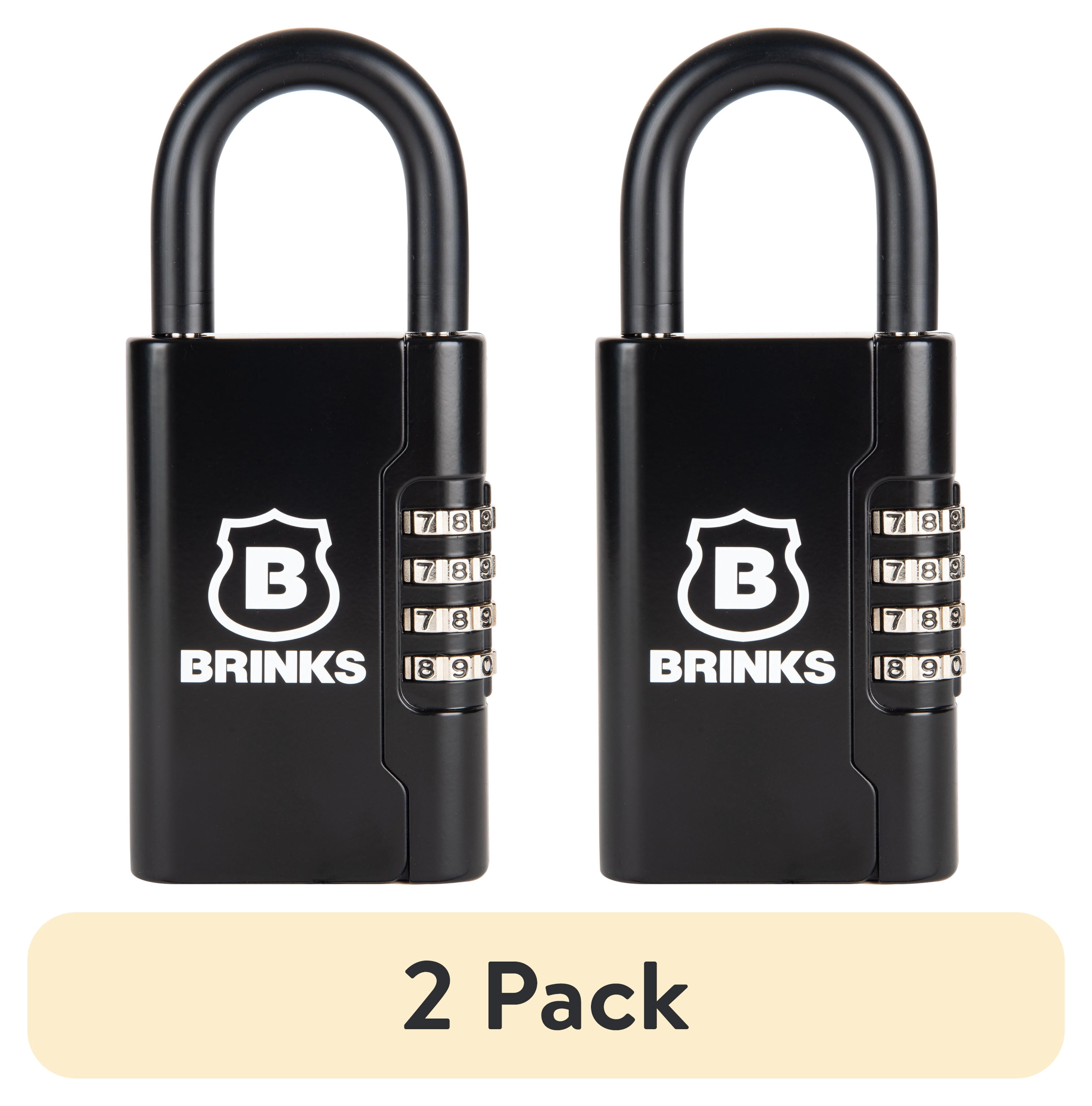 (2 pack) Brinks Portable Key Lock Box, 4-Digit Resettable Combination Security Lock Box, Holds Up to 5 Keys, Black