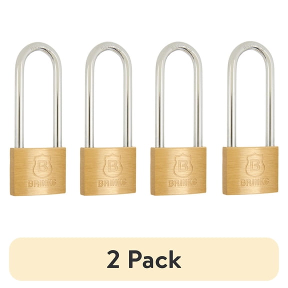 (2 pack) Brinks Solid Brass 40mm Keyed Padlock with 2 1/2in Shackle, 4 pack