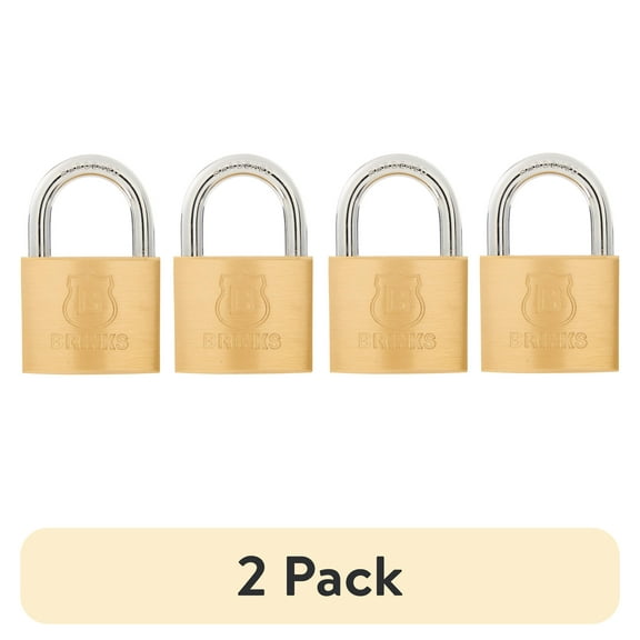 (2 pack) Brinks Solid Brass 40mm Keyed Padlock with 7/8in Shackle, 4 pack