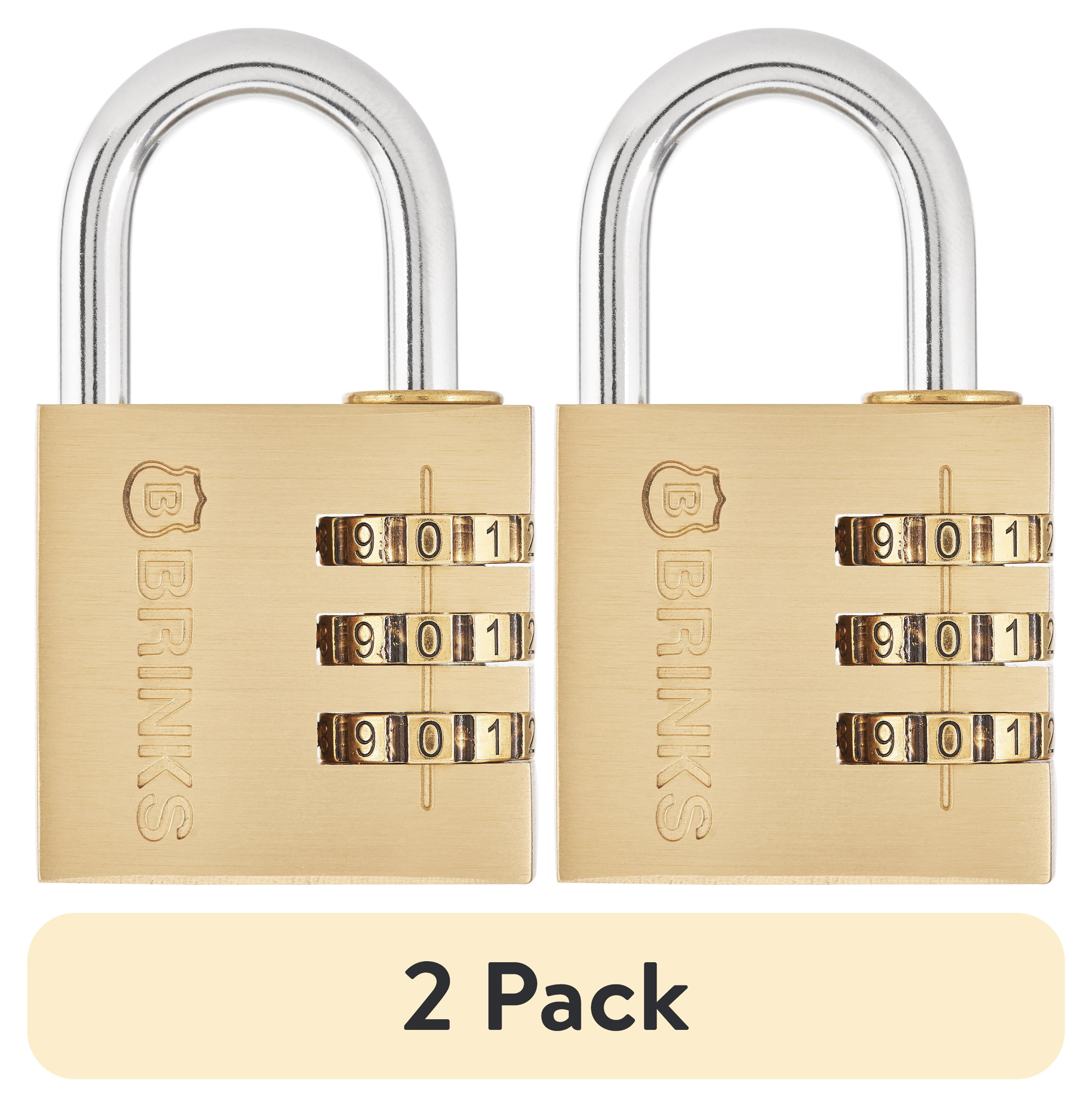 2 pack) Brinks Solid Brass 40mm Resettable Combination Padlock