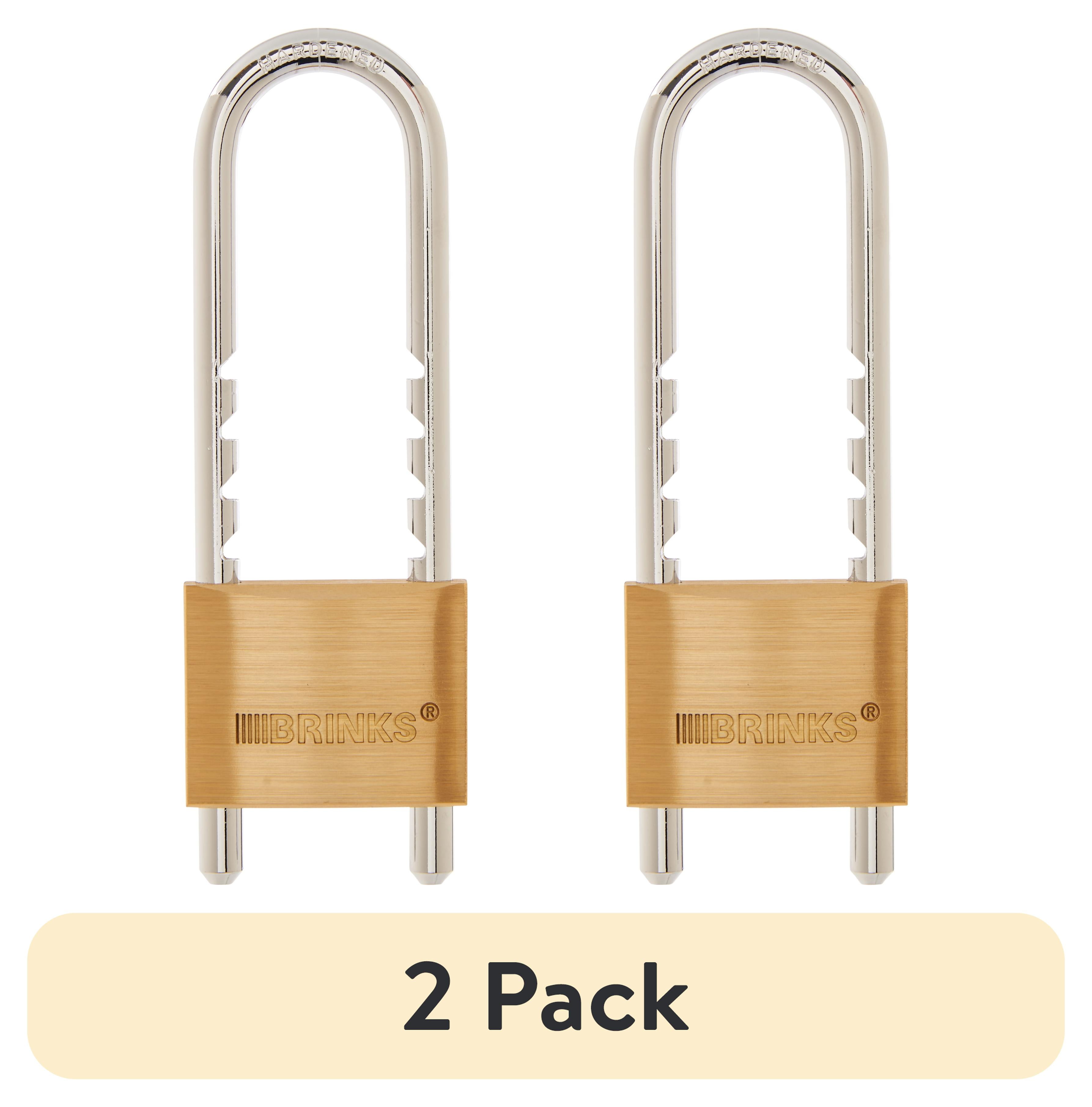 (2 pack) Brinks Solid Brass 50mm Keyed Padlock with Adjustable 1 7/8in to 4 3/4in Shackle