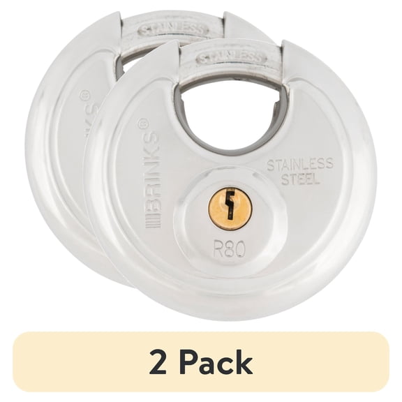 (2 pack) Brinks Stainless Steel 80mm Keyed Discus Padlock with 1/2in Shackle