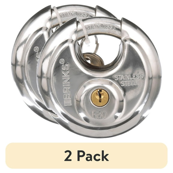 (2 pack) Brinks Stainless Steel 80mm Keyed Discus Padlock with 1/2in Shackle
