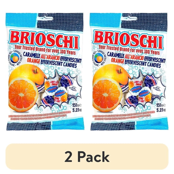 (2 pack) Brioschi Orange Flavored Effervescent Fizzy Digestive Italian Candies, 5.29 oz
