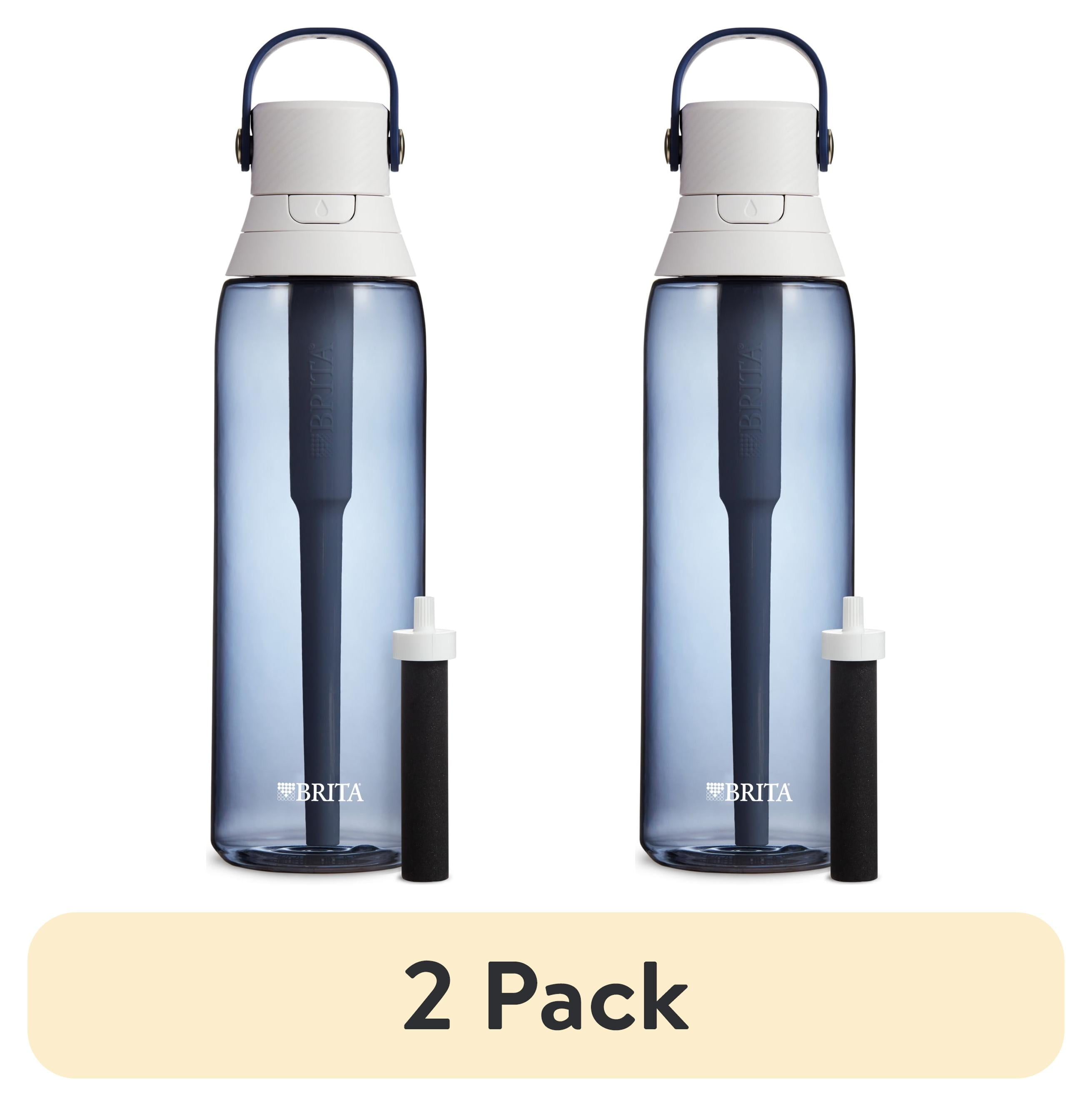 (2 pack) Brita 26 oz Premium Plastic Filtered Water Bottle, Night Sky, Leak Proof, BPA Free with Straw