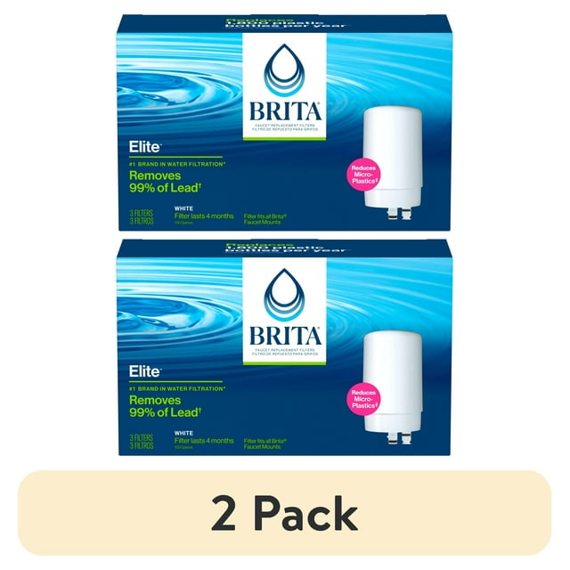 (2 pack) Brita Faucet Mount System Replacement Filter, Reduces Lead, Made Without BPA, White, 3 Count