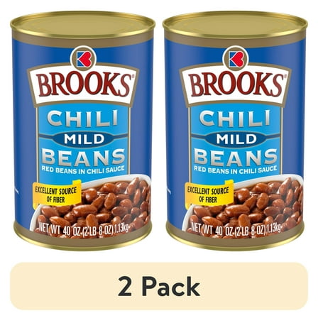 (2 pack) Brooks Chili Beans, Canned Red Beans in Chili Sauce, Mild Flavor, 40 oz.