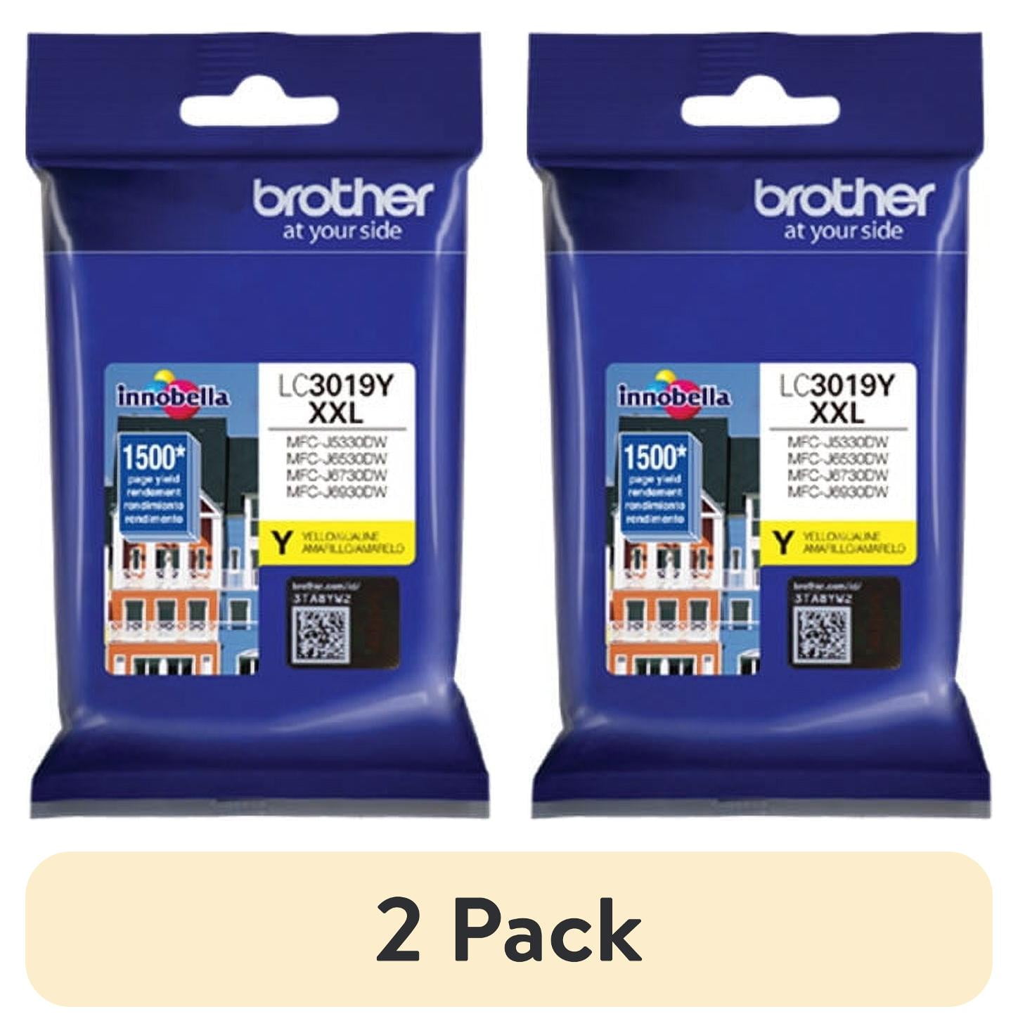 (2 pack) Brother Genuine LC3019Y Super High Yield Yellow Ink Cartridge, Page Yield Up To 1,500 Pages
