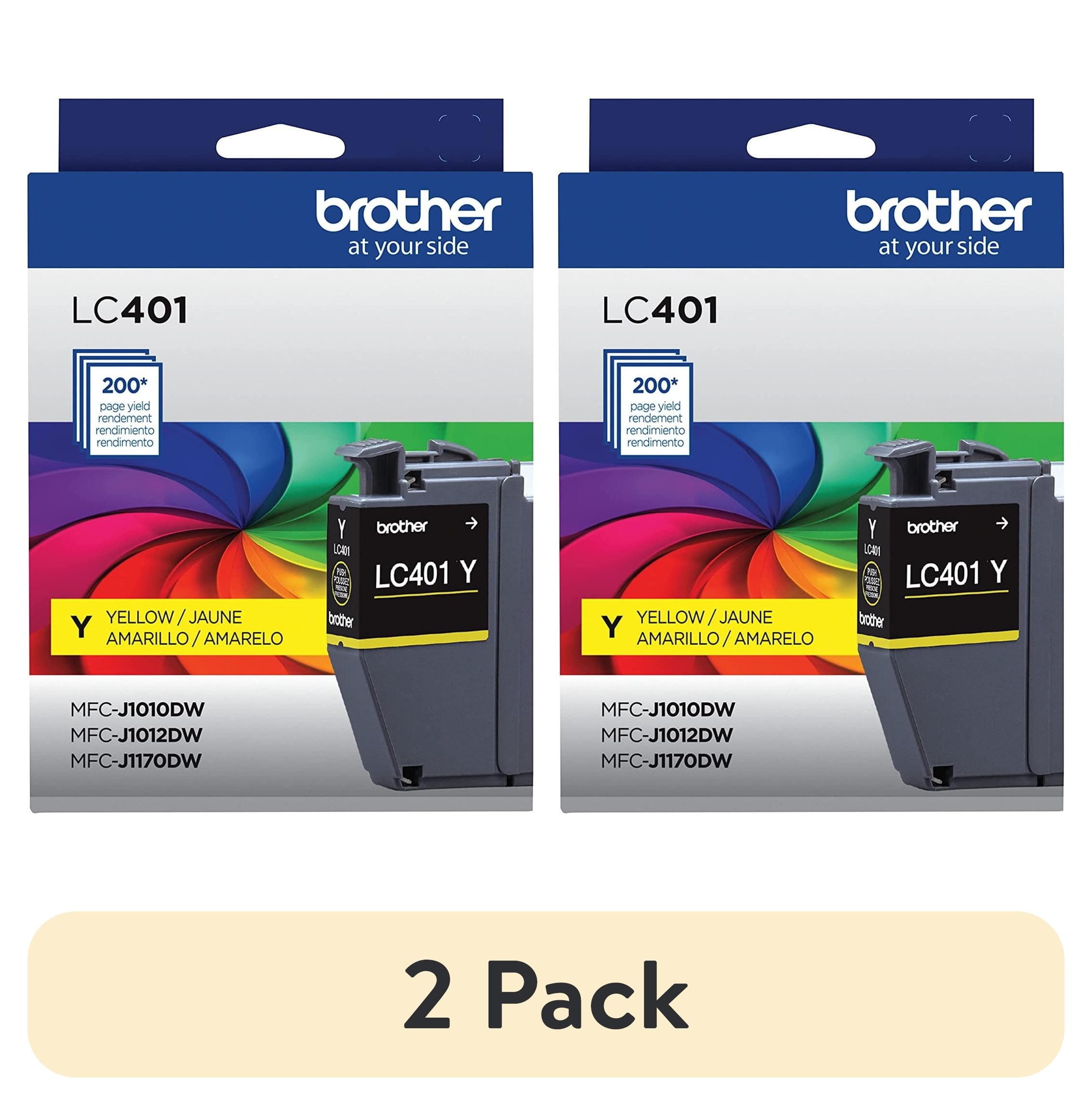 (2 pack) Brother Genuine LC401YS Standard Yield Printer Ink Cartridge, Yellow