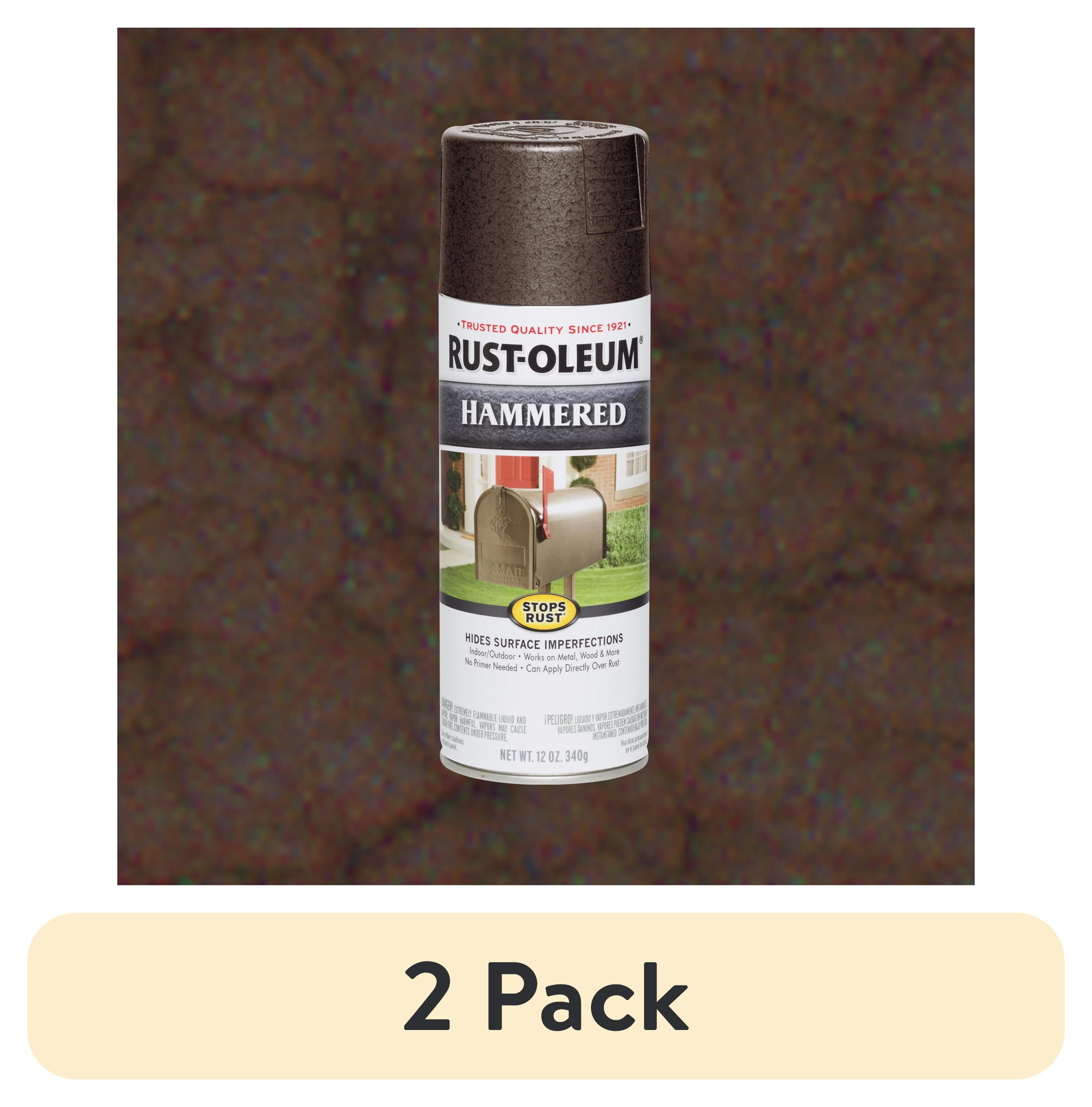 (2 pack) Brown, Rust-Oleum Stops Rust Hammered Spray Paint-210880, 12 oz