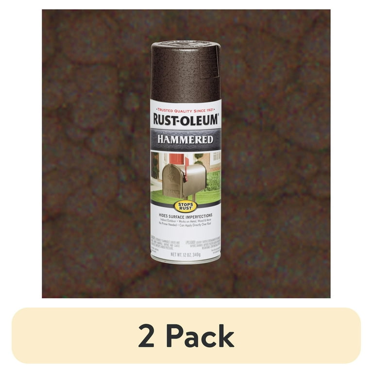 2 pack) Brown, Rust-Oleum Stops Rust Hammered Spray Paint-210880