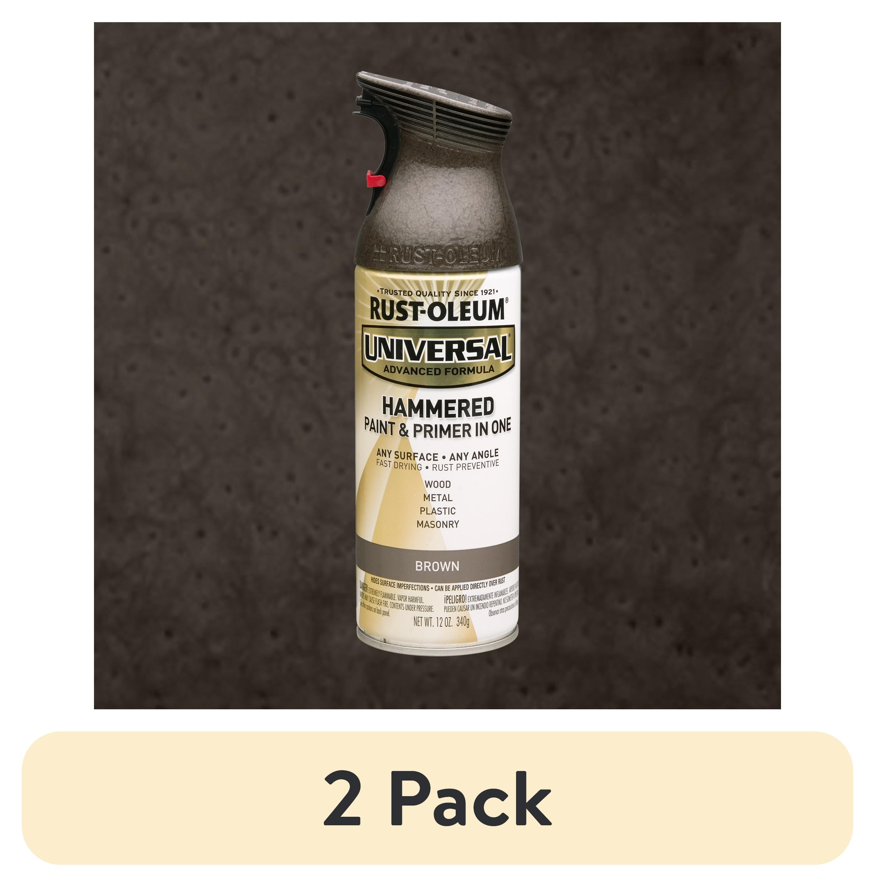(2 pack) Brown, Rust-Oleum Universal Hammered Paint & Primer Spray Paint Spray Paint-245218, 12 oz