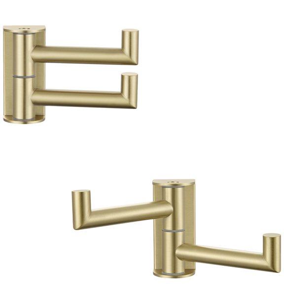 2-pack Brushed Swivel Double Towel Hooks 304 Stainless Steel Wall With 2 Arms Space-saving Hangers For Bathroom Kitchen Rv