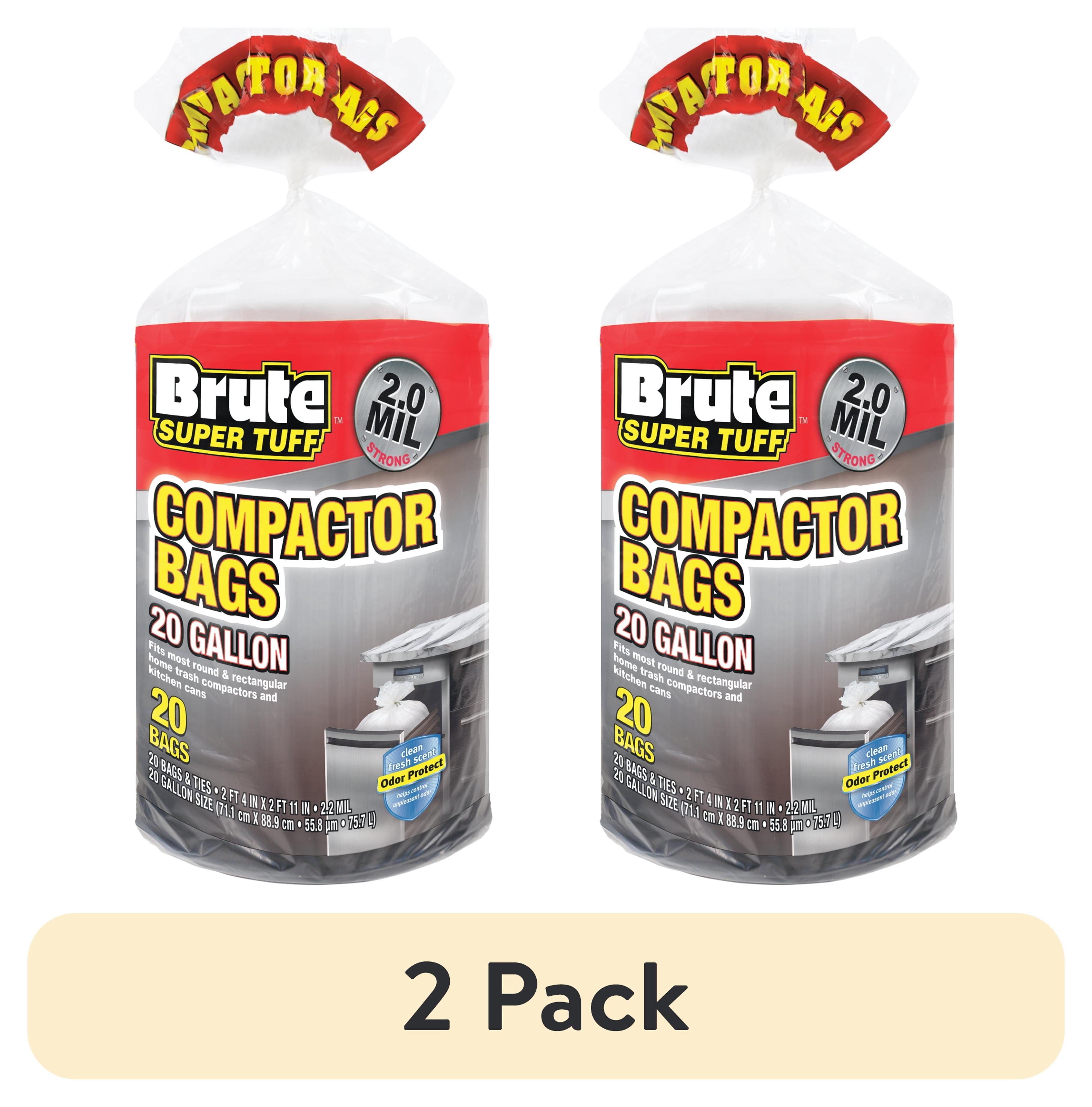 2 pack) Brute Super Tuff® Compactor Trash Bags, 20 Gallon, 20 Bags