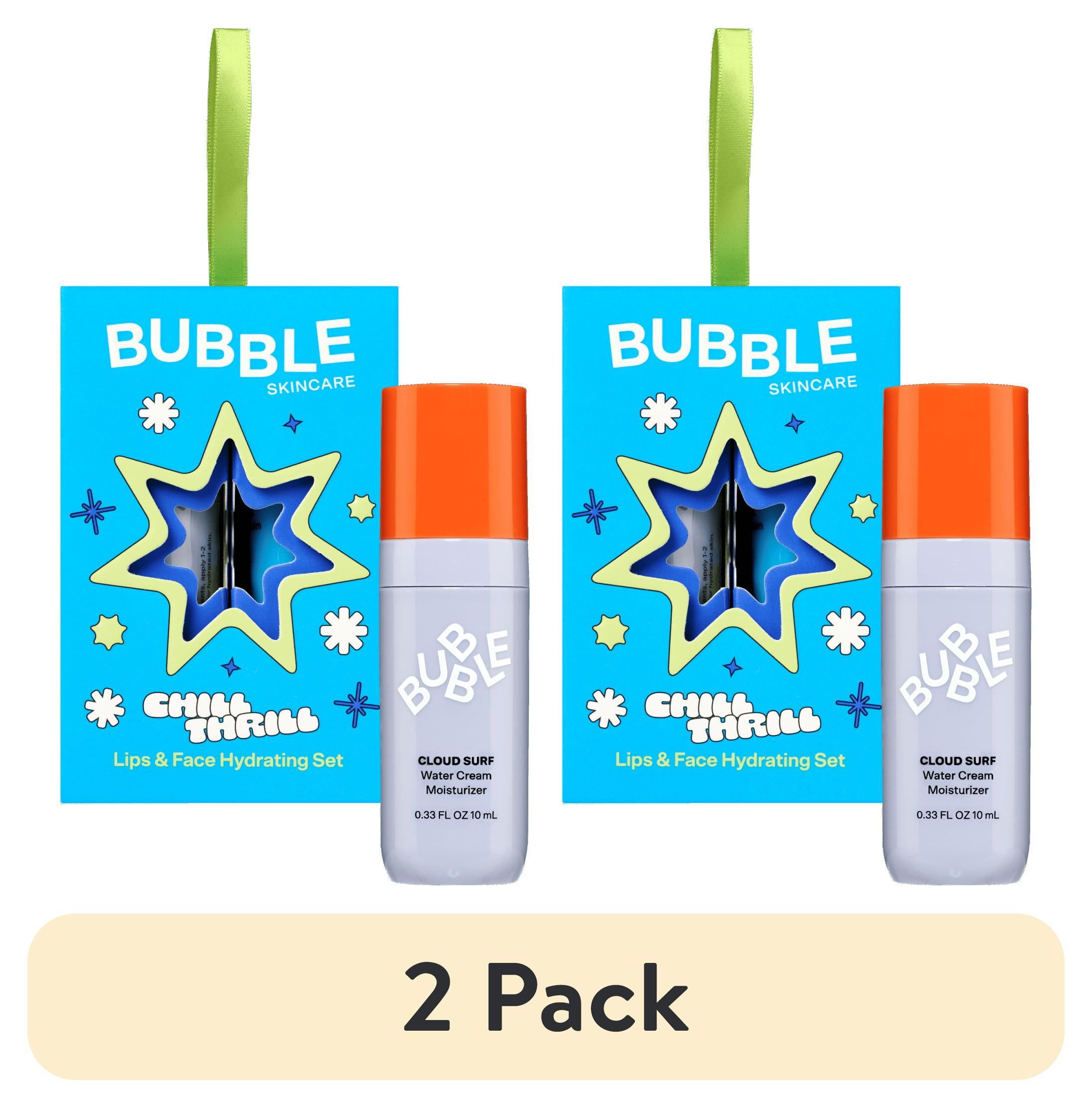 (2 pack) Bubble Skincare Chill Thrill Holiday Gift Set, 2 pieces with Cloud Surf Moisturizer 10ml and Tell All Mint Message Lip Balm, For All Skin Types