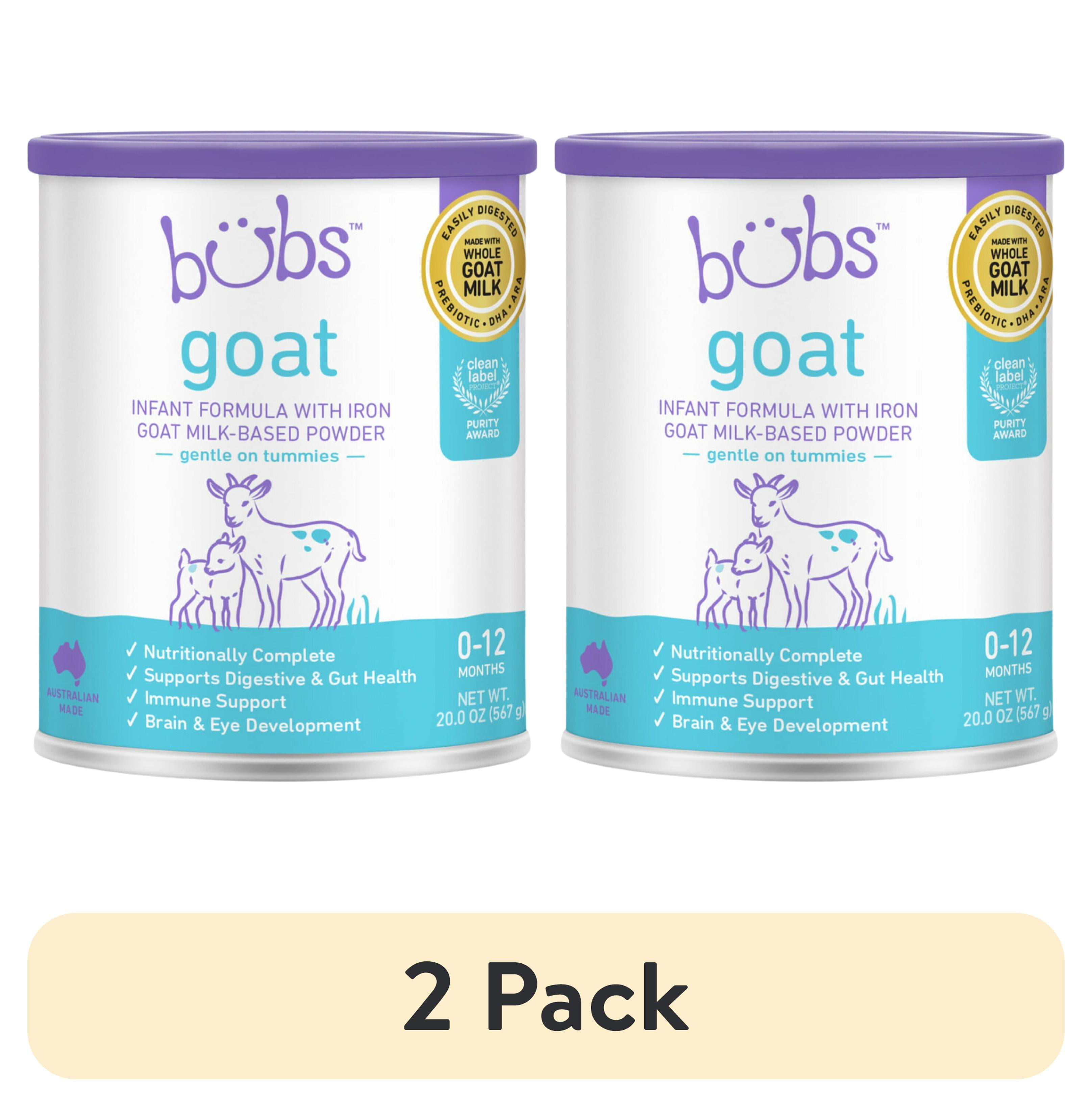 2 pack) Bubs Goat Milk Powder Baby Formula with Iron for 0