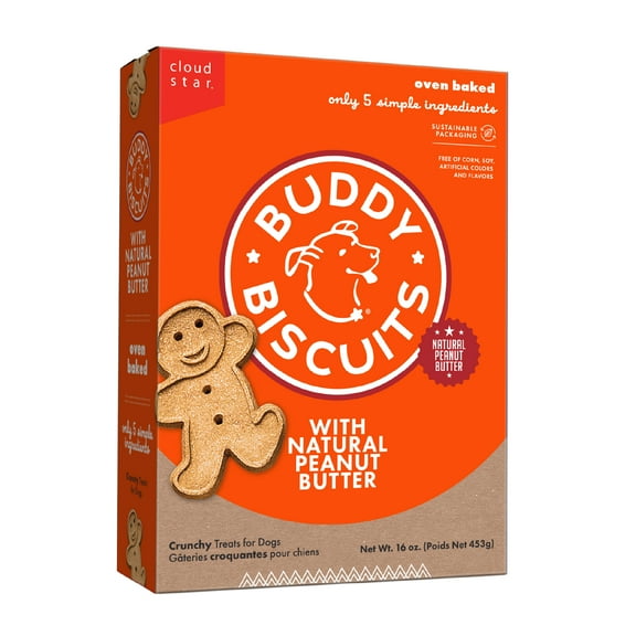(2 pack) Buddy Biscuits Crunchy Dog Treats, Peanut Butter, 16 oz. Box