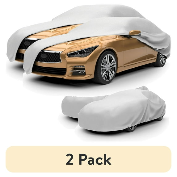 (2 pack) Budge Basic Car Cover, Lightweight, Breathable Indoor Car Protection, Size 2 for Small Vehicles