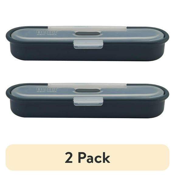 (2 pack) BUILT Gourmet 4 Piece Cutlery Set with Stainless Steel Utensils in Case in Gray