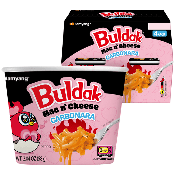2 pack Buldak Mac & Cheese Carbonara 4-Pack Cups