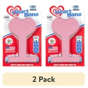 2 pack Bullibone Peppermint Heart Bone Dog Chew Toy, Small Size, Dental Care