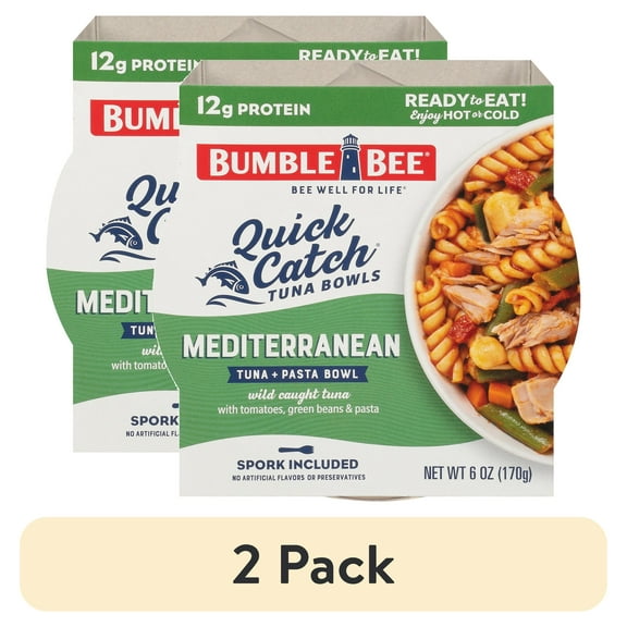 (2 pack) Bumble Bee Tuna Quick Catch Pasta Bowl, Mediterranean flavored Tuna, 6 oz