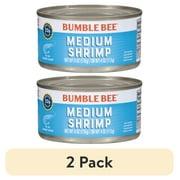 (2 pack) Bumble Bee Medium Canned Shrimp, Gluten Free, 22g Protein Per Serving, Ready to Eat, Shelf Stable Can, 6 oz