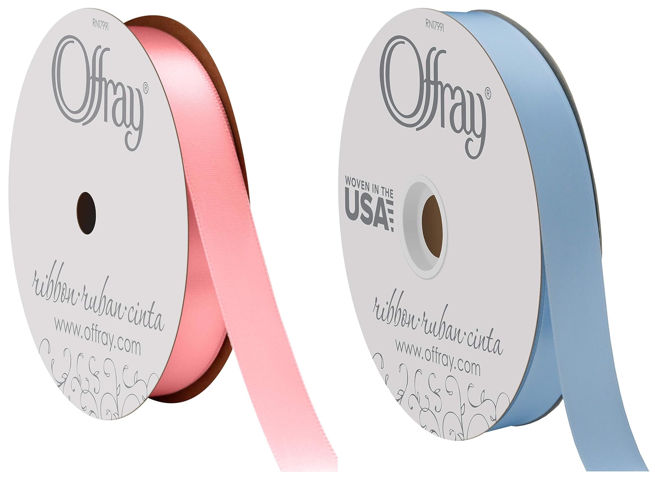 (2pack Bundle) BerwickOffray Double Faced Satin Ribbon (7/8") 20