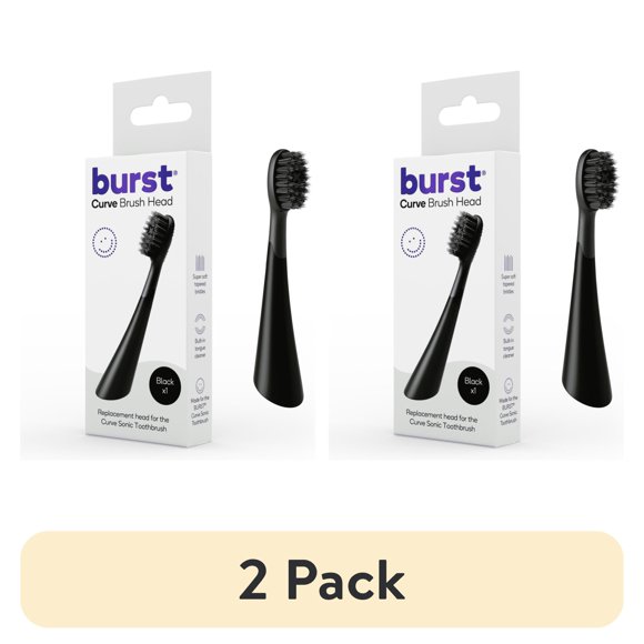(2 pack) Burst Curve Sonic Toothbrush Replacement Head, Black, 1 Count