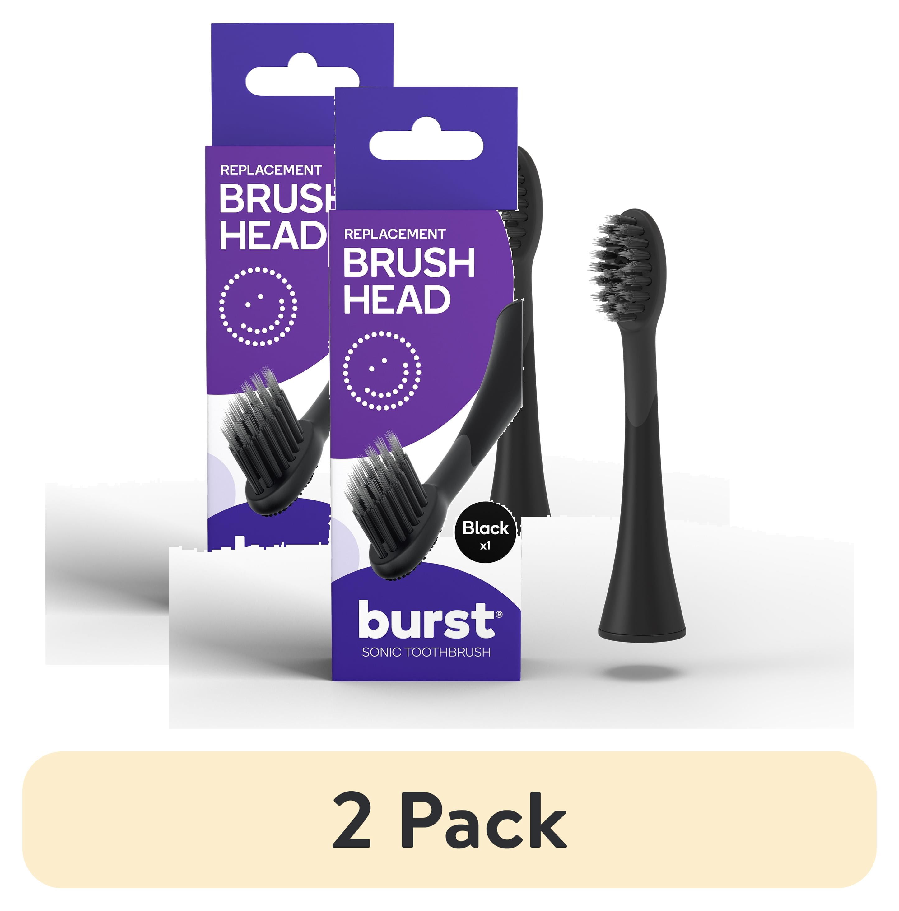 (2 pack) Burst Sonic Electric Toothbrush Replacement Head, Black, 1 Count