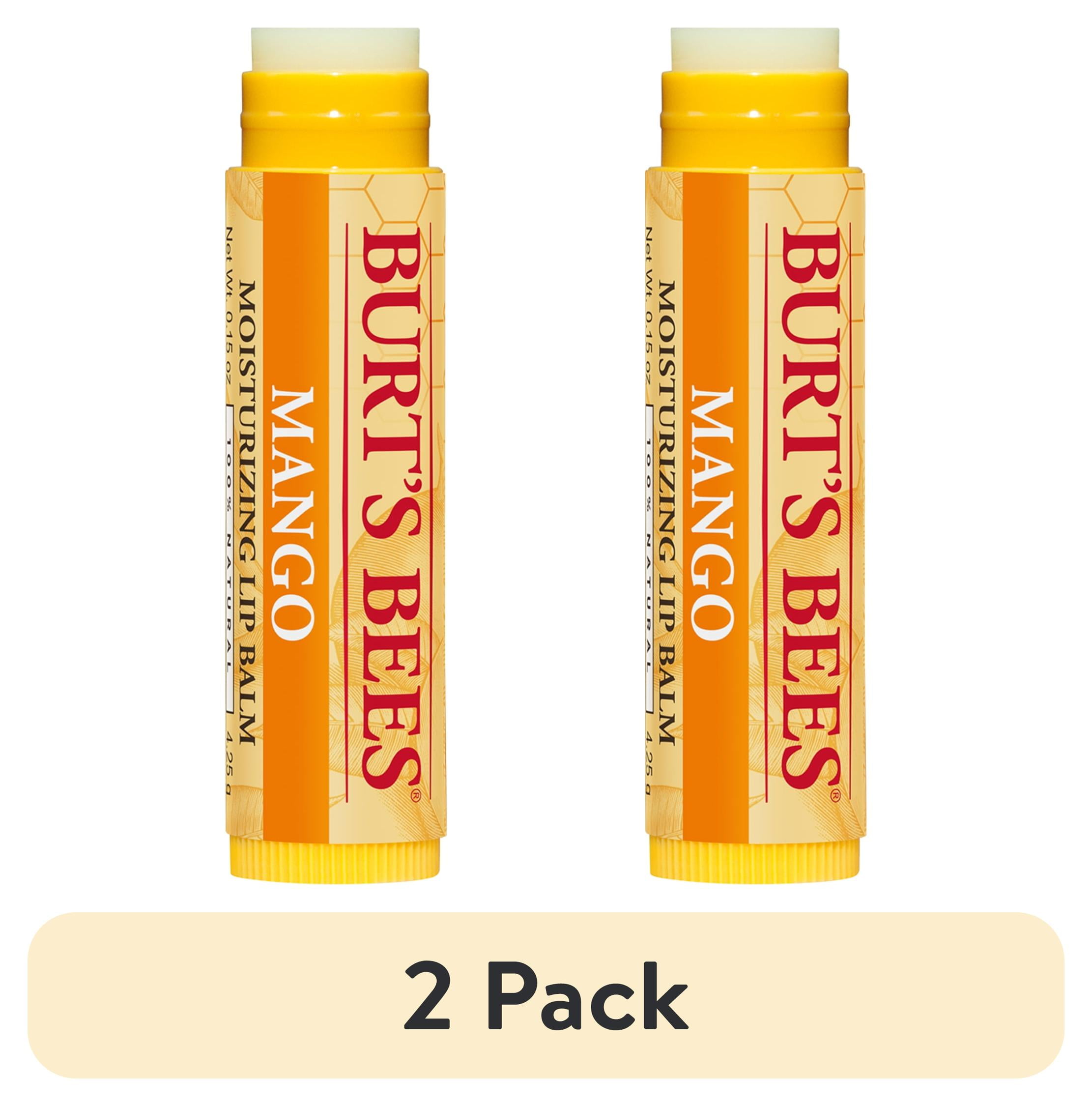 (2 pack) Burt's Bees 100% Natural Moisturizing Lip Balm, Mango with Beeswax & Fruit Extracts - 1 Tube
