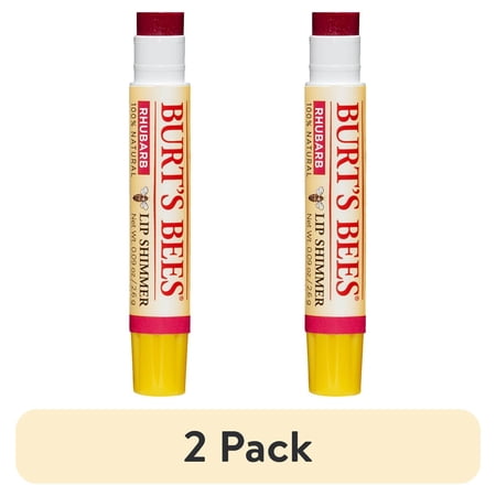 (2 pack) Burt's Bees 100% Natural Moisturizing Lip Shimmer, Rhubarb - 1 Tube