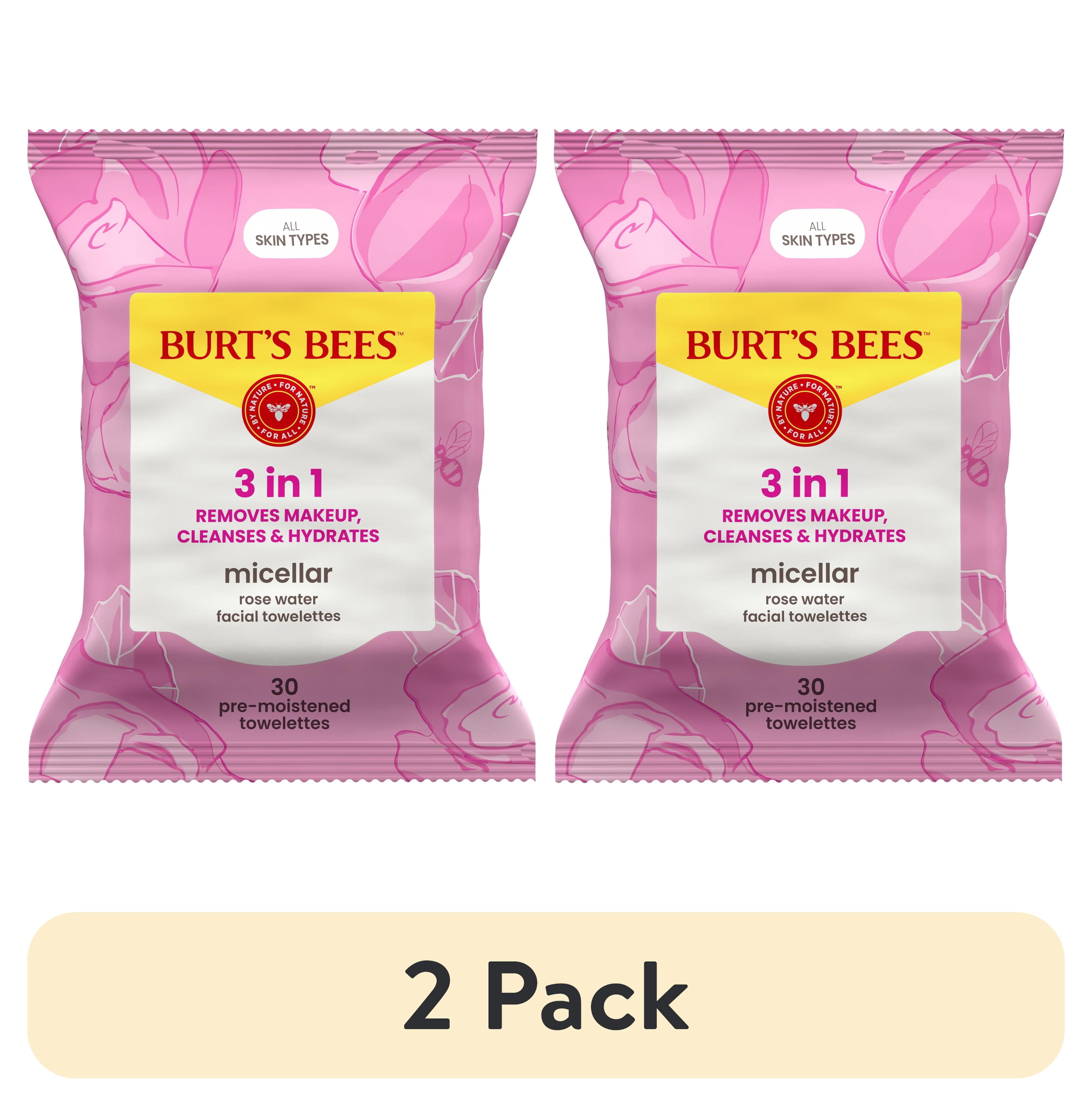 (2 pack) Burt's Bees Micellar Facial Towelettes With Rose Water, 30 ct. Package