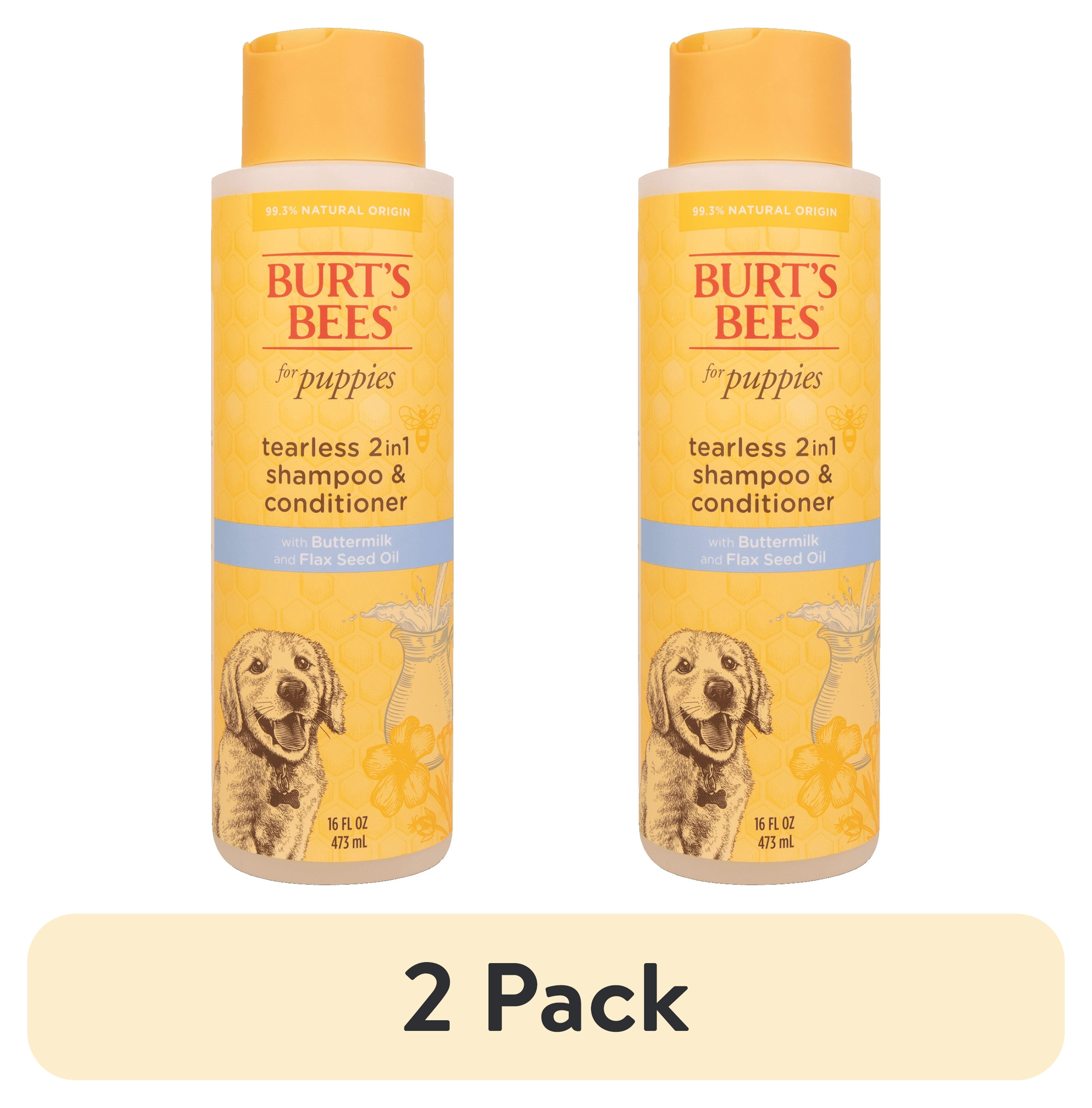 (2 pack) Burt's Bees Natural Pet Care Tearless 2 -1 Dog Puppy Shampoo Conditioner Buttermilk and Linseed Oil