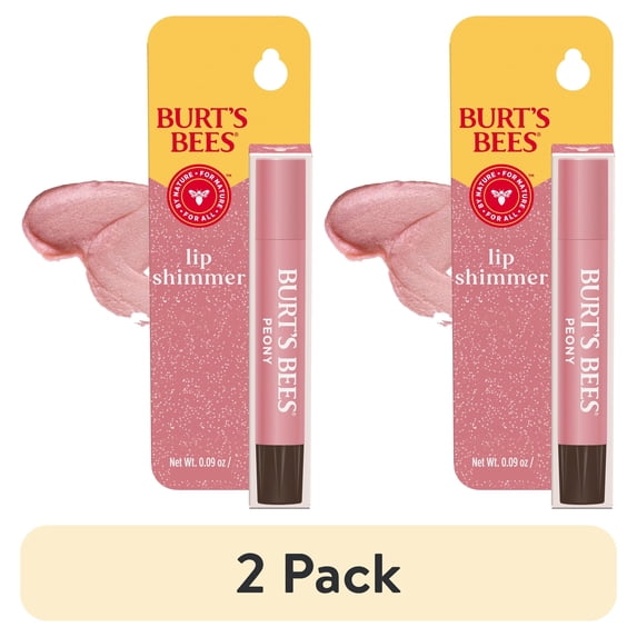 (2 pack) Burts Bees Lip Shimmer Tinted Lip Balm, Peony, 1 Tube, 0.09 oz.