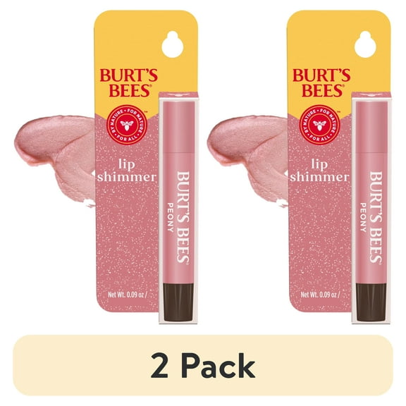 (2 pack) Burts Bees Lip Shimmer Peony; 1 Tube, 0.09 Oz.