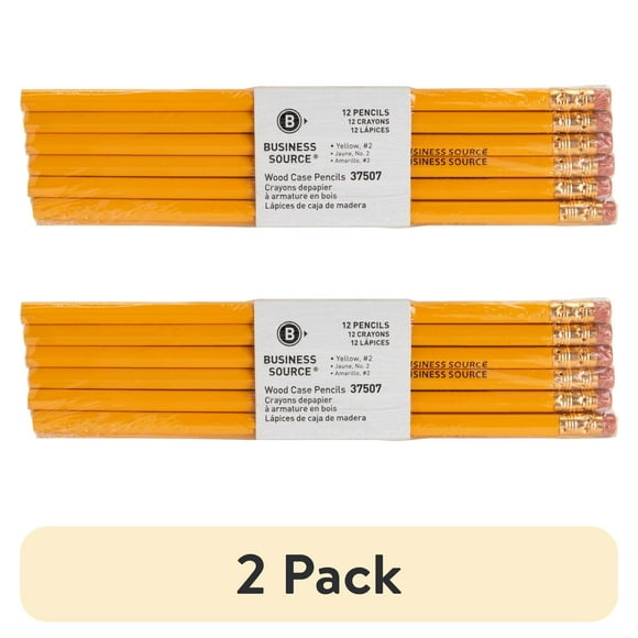 (2 pack) Business Source Woodcase Pencils No. 2 12/pk Yellow 37507