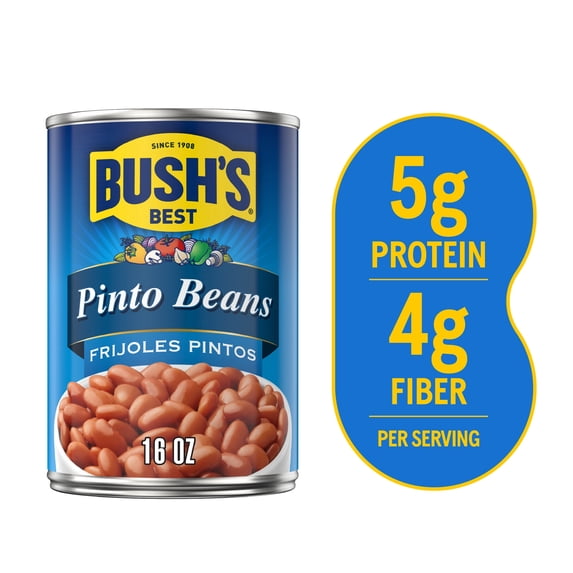 (2 pack) Bush's Canned Pinto Beans, Canned Beans, 16 oz Can
