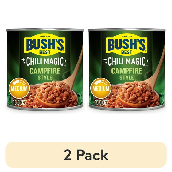 (2 pack) Bush's Chili Magic Beans, Campfire Style Pinto Beans in Medium Chili Sauce, 15.5 oz Can