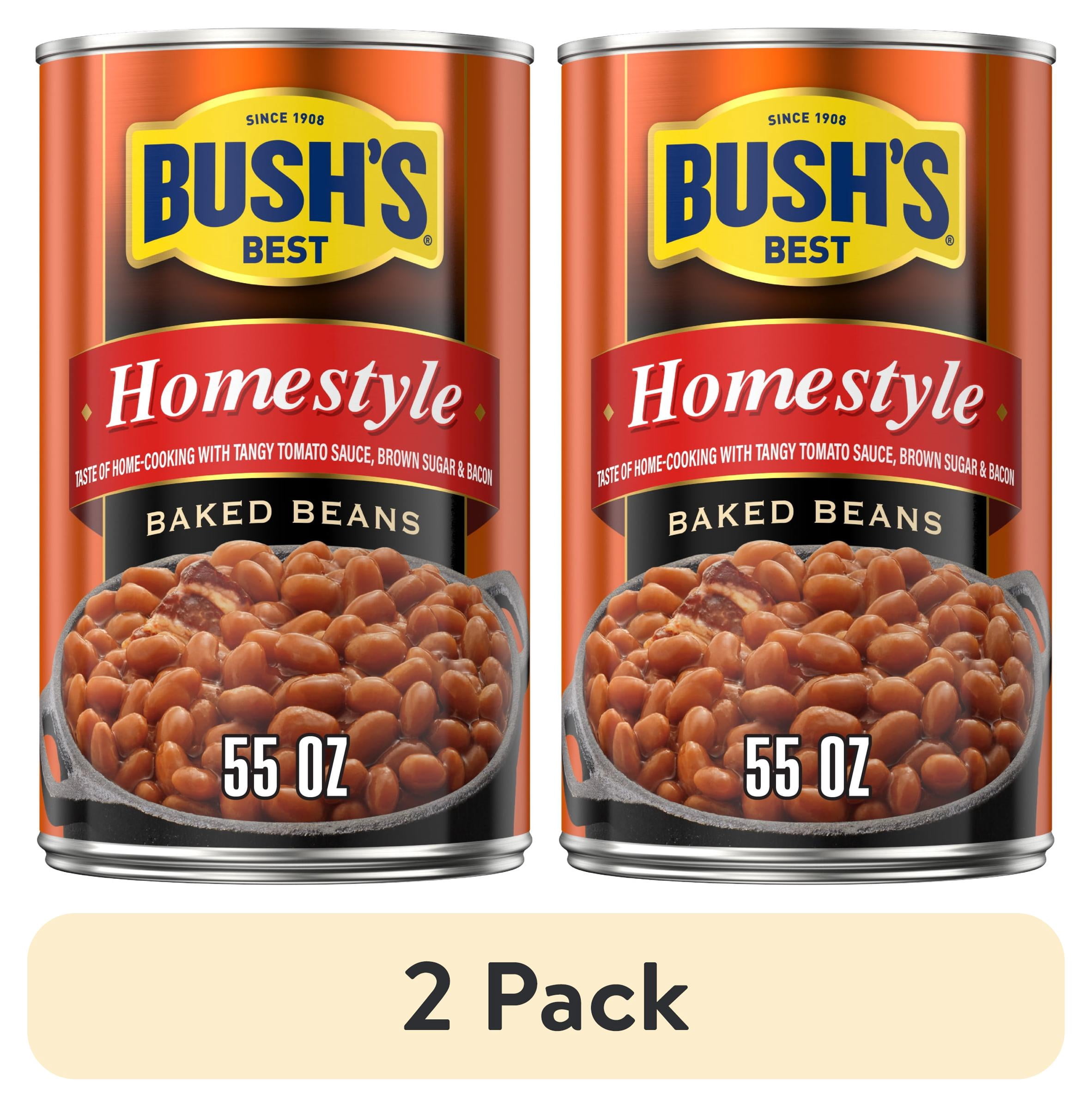 (2 pack) Bush's Homestyle Baked Beans, Canned Beans, 55 oz Can