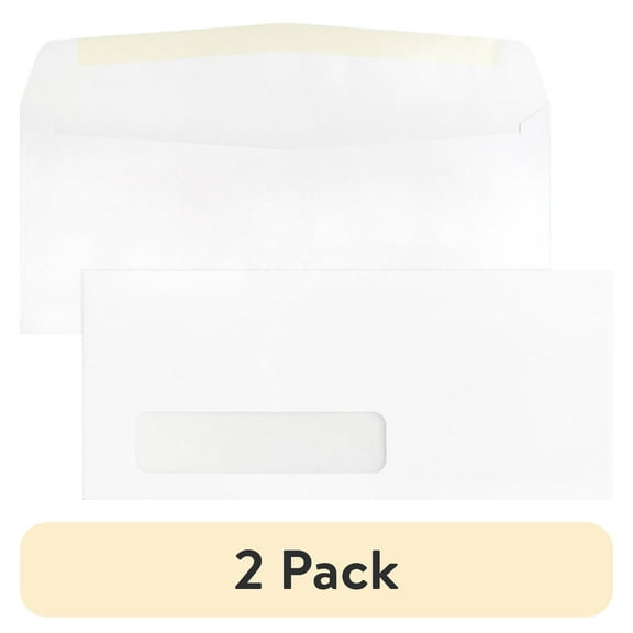 (2 pack) Business Source, BSN42251, Economical No. 10 Window Envelope, 500 / Box, White
