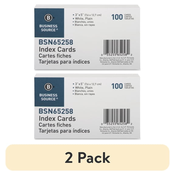 (2 pack) Business Source, BSN65258, Plain Index Cards, 100 per Pack