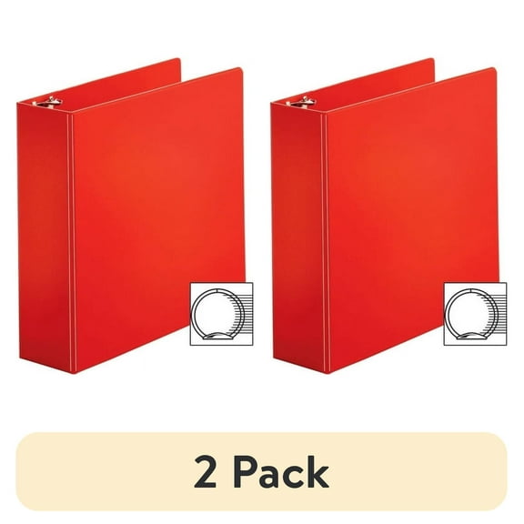 (2 pack) Business Source Basic Round Ring Binders 3" Binder Capacity - Letter - 8 1/2" x 11" Sheet Size - Round Ring Fastener(s) - Vinyl - Red - 1.68 lb - 1 Each