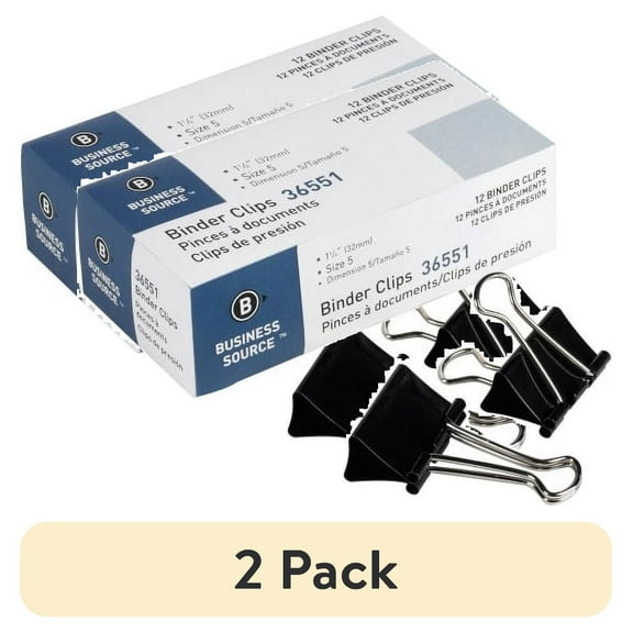 Business Source Binder Clips, Black,12 Count