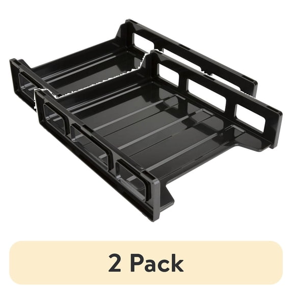(2 pack) Business Source, Front-Load Stackable Letter Tray, 1 Each, Black