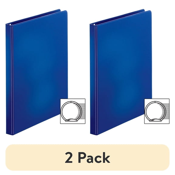 (2 pack) Business Source Round Ring Binder w/ Pockets 1/2" Dark Blue 28525