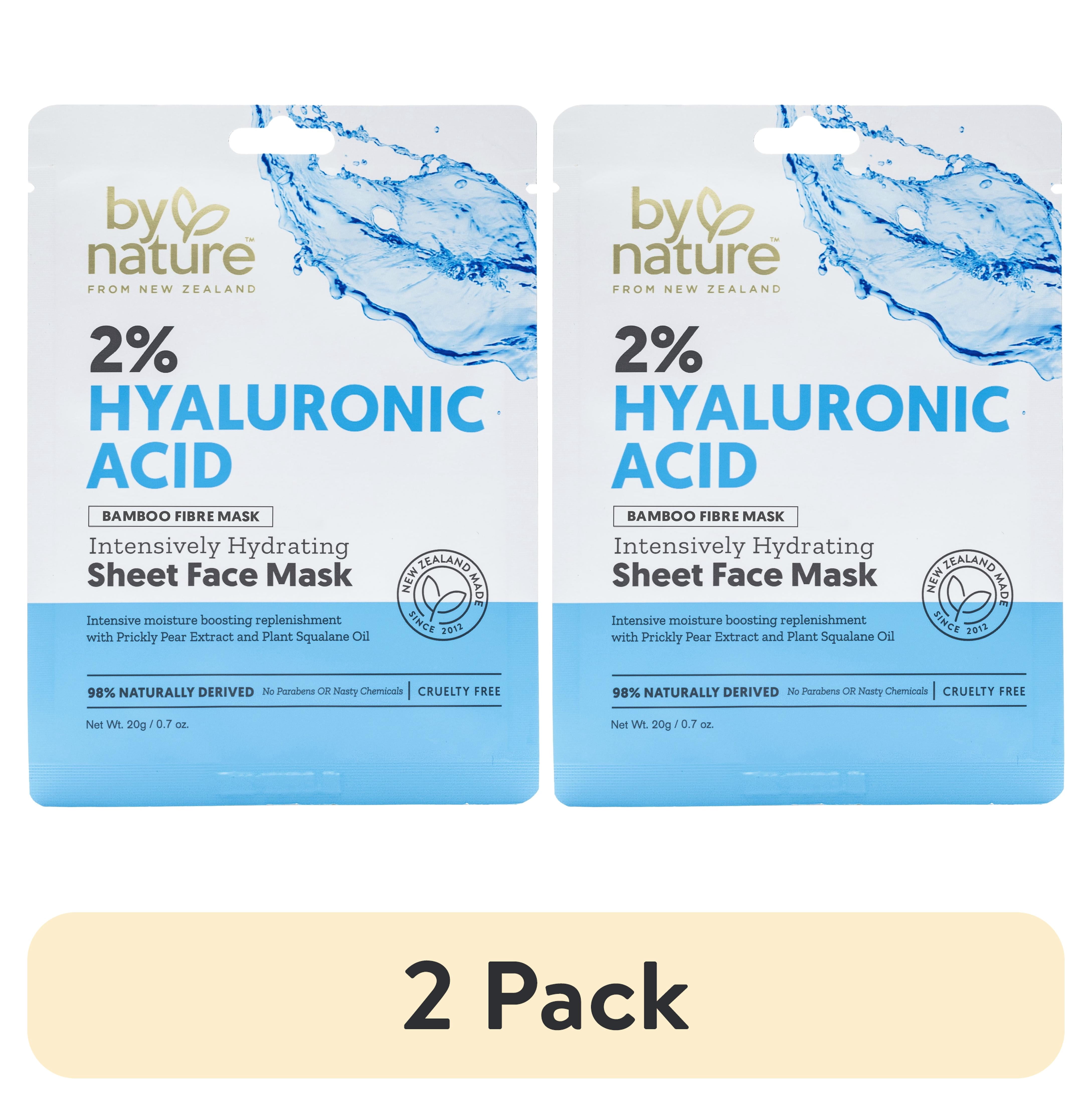 (2 pack) By Nature Skincare from New Zealand 2% Hyaluronic Acid Sheet Face Mask to Intensively Hydrate Skin
