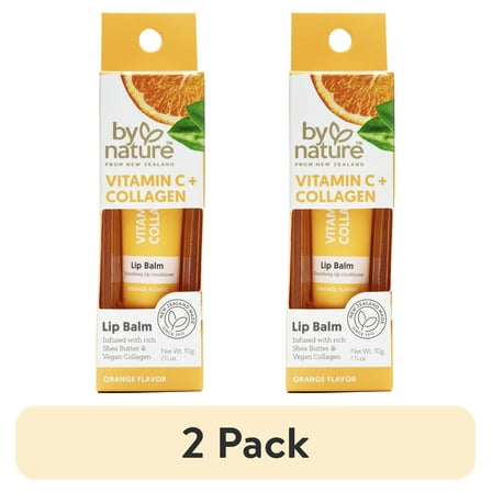 (2 pack) By Nature from New Zealand Vitamin C & Collagen Lip Balm, Rejuvenate & Smooth Lips, 1 Each