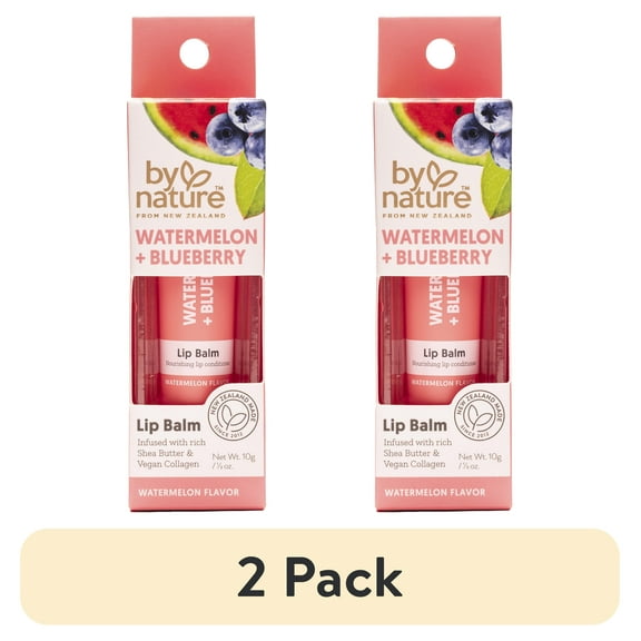 (2 pack) By Nature from New Zealand Watermelon & Blueberry Lip Balm to Rejuvenate & Smooth Lips, 1 Lip Balm